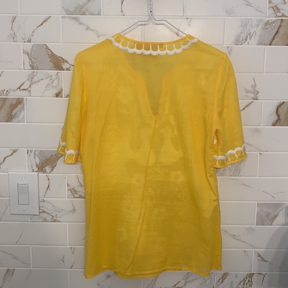 Tory Burch yellow embroidered top size 4 - Picture 3 of 6
